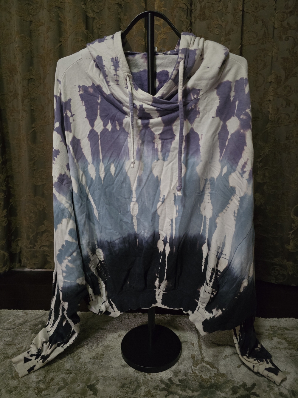 Young Fabulous & Broke Tie-Dye Cowl Neck Hoodie in Purple, Blue and Black